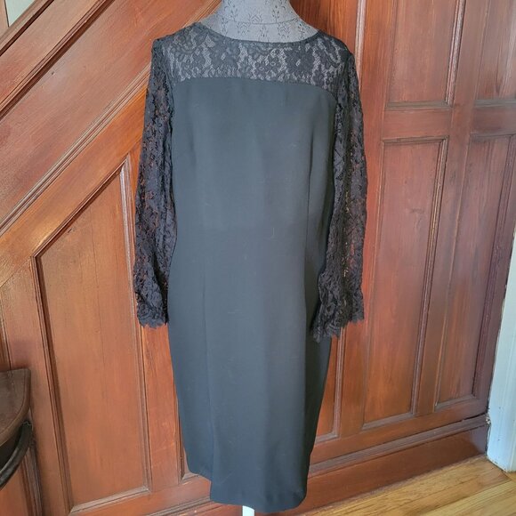 Black Talbots Lace Sleeve Sheath Dress Size 14 Polyester/Nylon Blend For Women - Picture 1 of 6